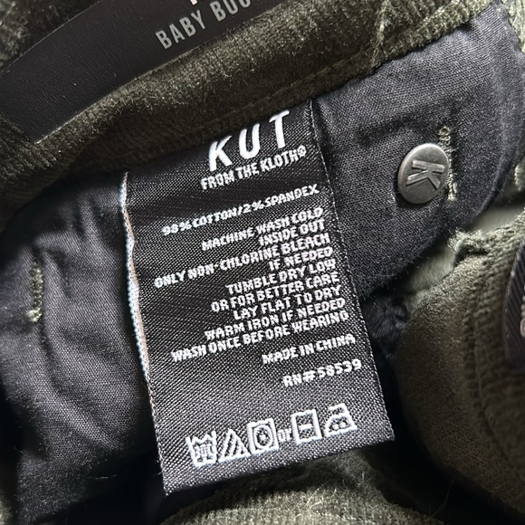 KUT From the Kloth Karen baby bootcut size 10 dark green soft corduroy pant. - Picture 8 of 8